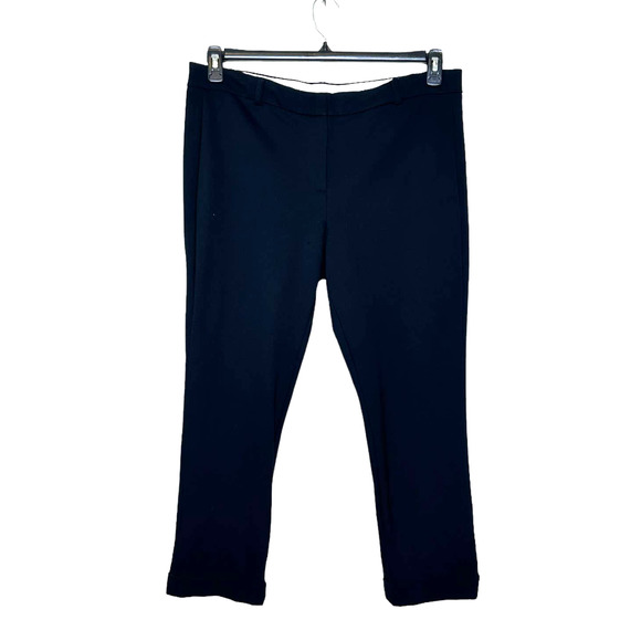 Land's End black straight legs no pockets flat front cropped pants size 16P - Picture 1 of 10